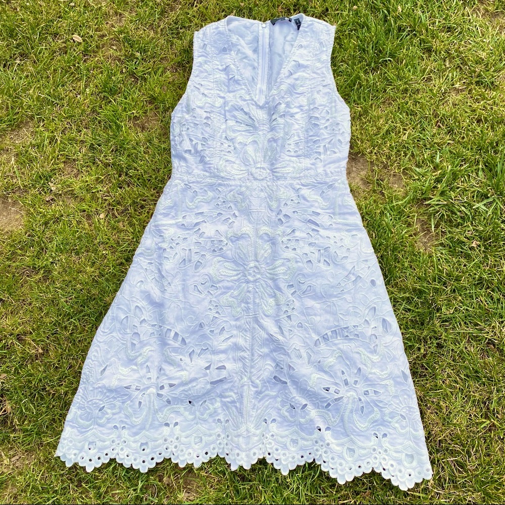 Eyelet white knee-length dress